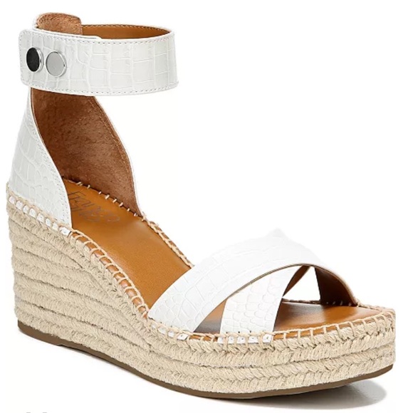 Franco Sarto Shoes - Franco Sarto Carlotta Espadrille Wedge Sandals Heels White Snake Embossed Size 8